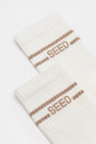 Stripe Logo 1/4 Crew Sock  Cream Cookie  hi-res