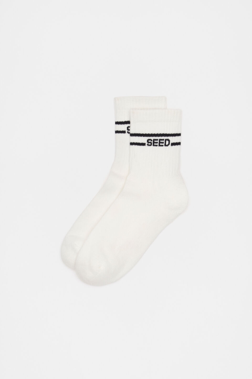 Stripe Logo 1/4 Crew Sock  Cream Navy