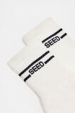 Stripe Logo 1/4 Crew Sock  Cream Navy  hi-res
