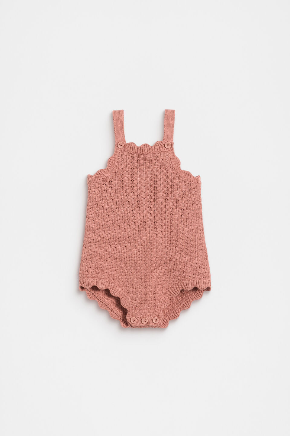 Scallop Knit Romper  Desert Rose