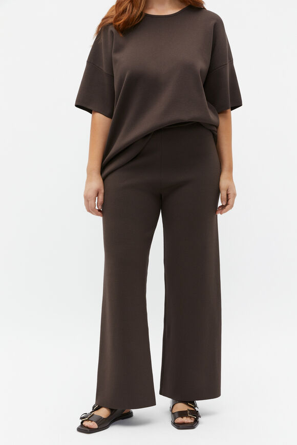 Crepe Knit Wide Leg Pant  Dark Espresso  hi-res