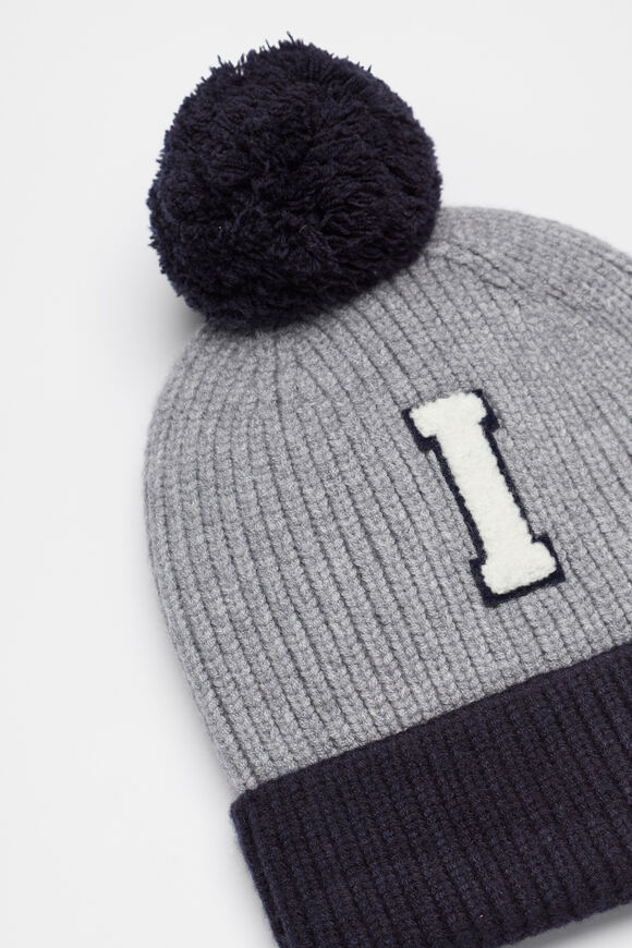 Colourblock Initial Beanie  I  hi-res