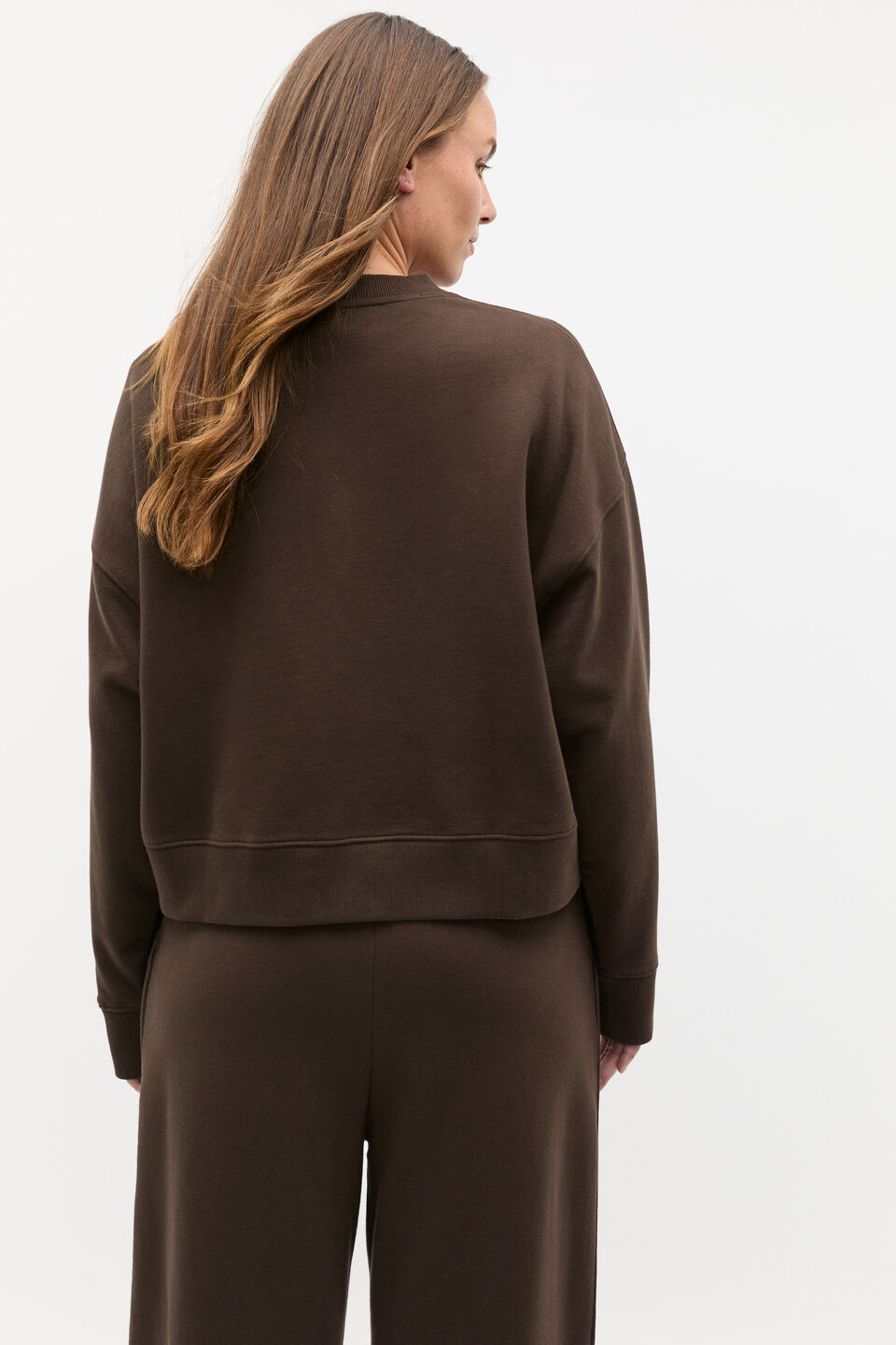 Boxy Crew Sweat  Dark Espresso