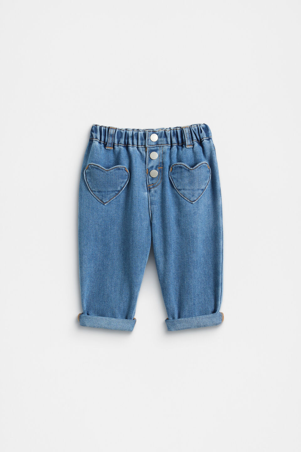 Heart Denim Jean  Mid Blue Wash