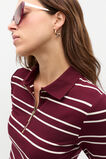 Variegated Rib Polo Top  Plum Red Stripe  hi-res