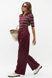 Variegated Rib Polo Top  Plum Red Stripe  hi-res