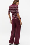 Variegated Rib Polo Top  Plum Red Stripe  hi-res