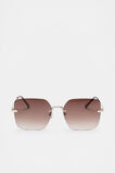 Matea Rectangle Frameless Sunglasses  Brown  hi-res