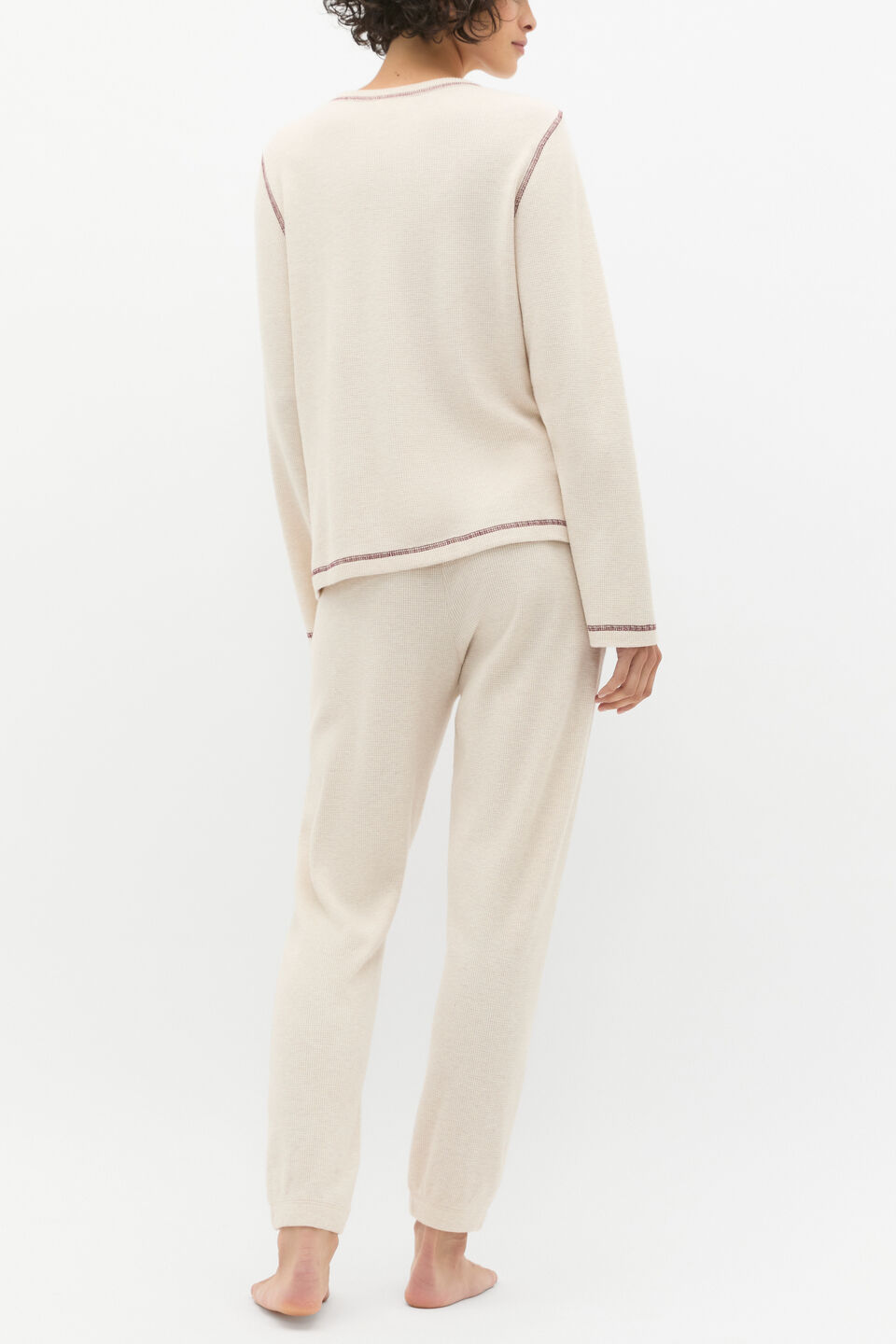 Waffle Top and Pant PJ Set  Oat Marle