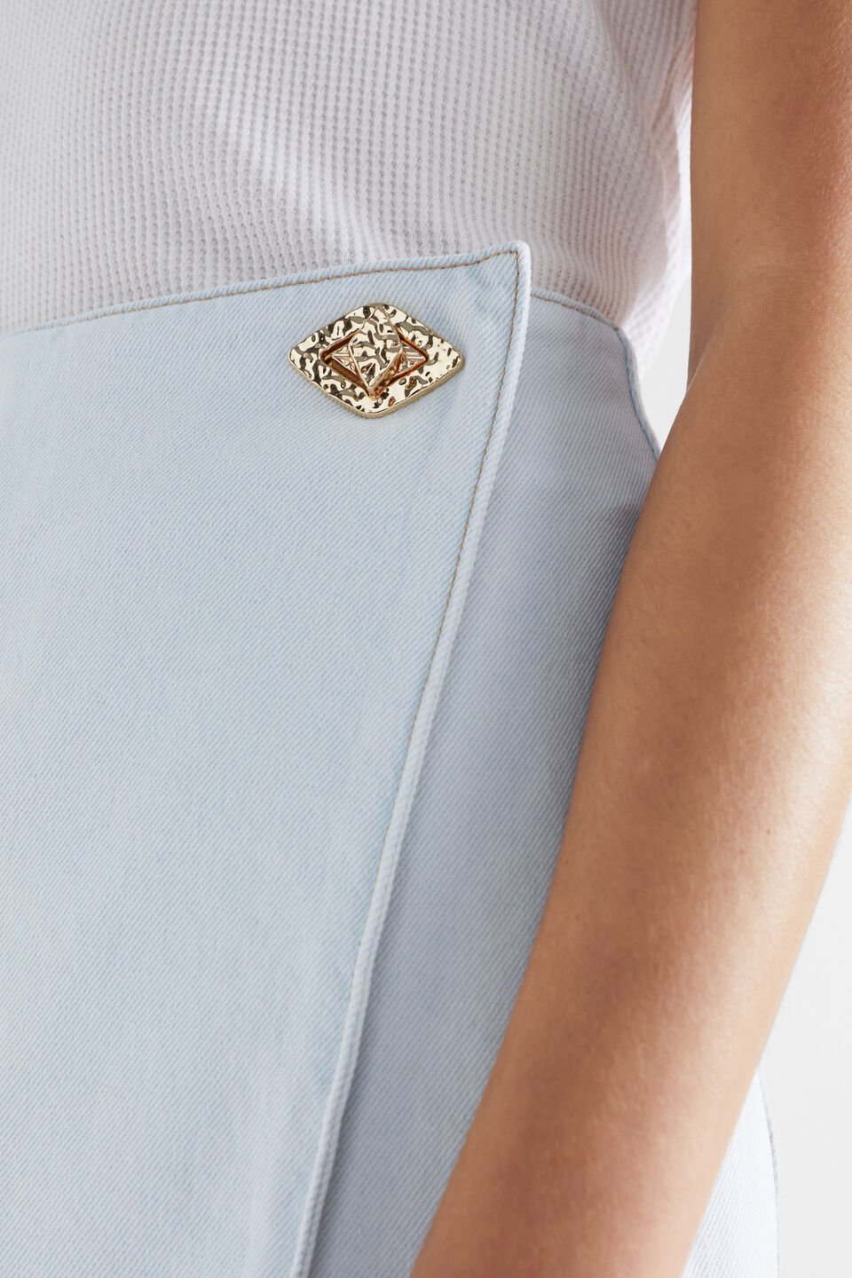 Denim Mini Wrap Skirt  Seafoam Wash