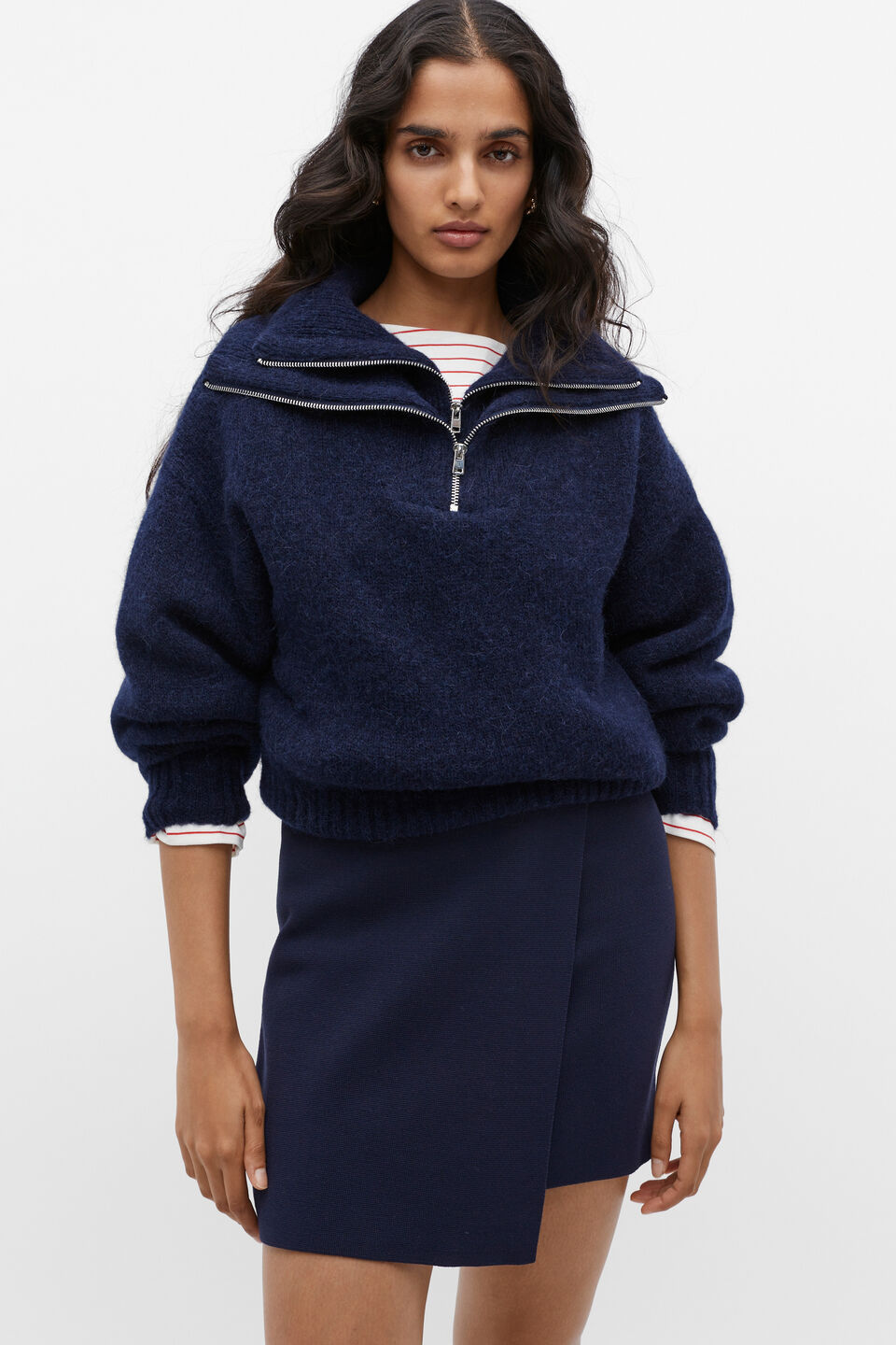 Double Zip Through Knit  Midnight Sky