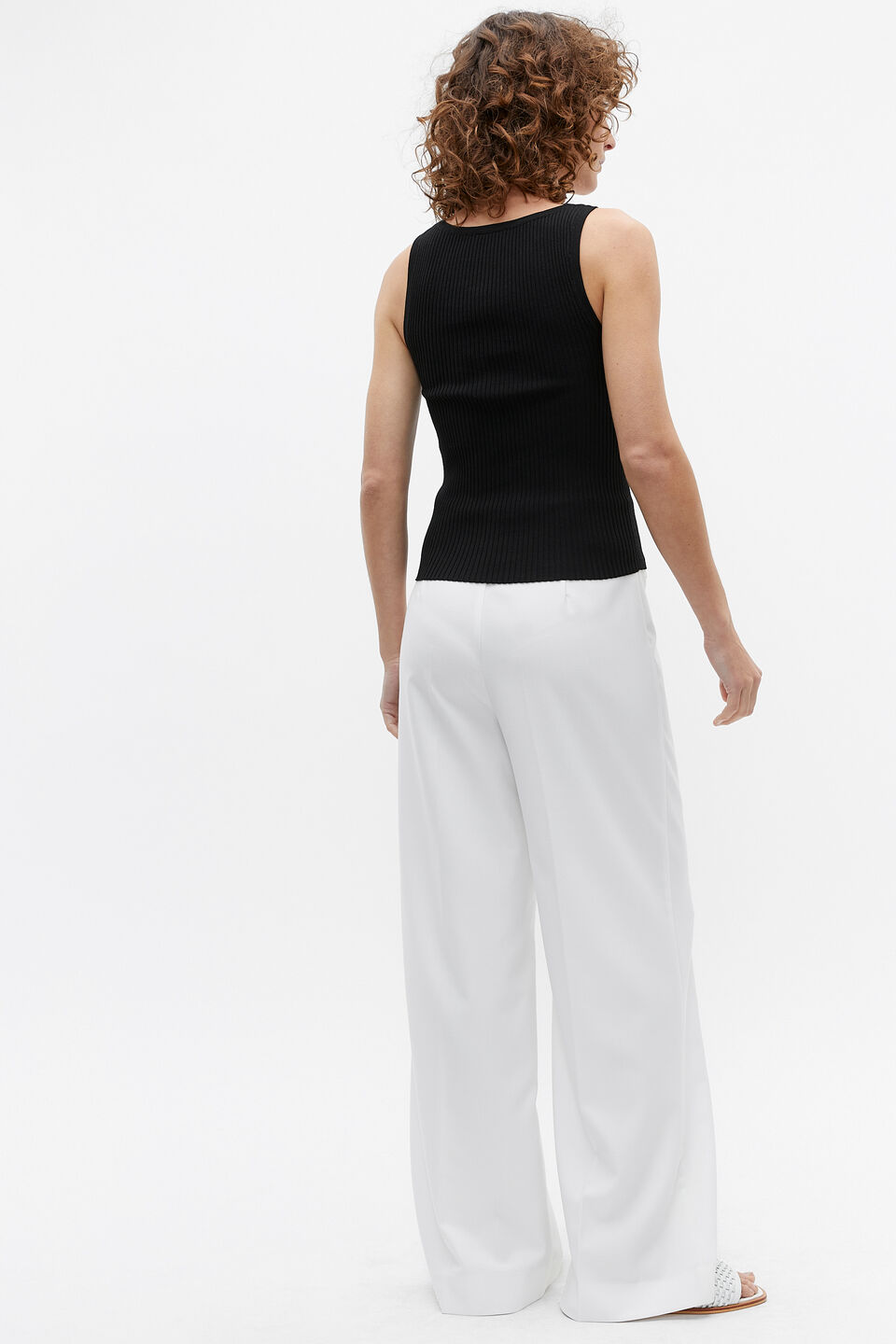 Rib Knit Scoop Neck Tank  Black