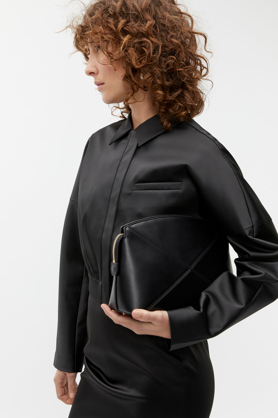Paneled Clutch  Black