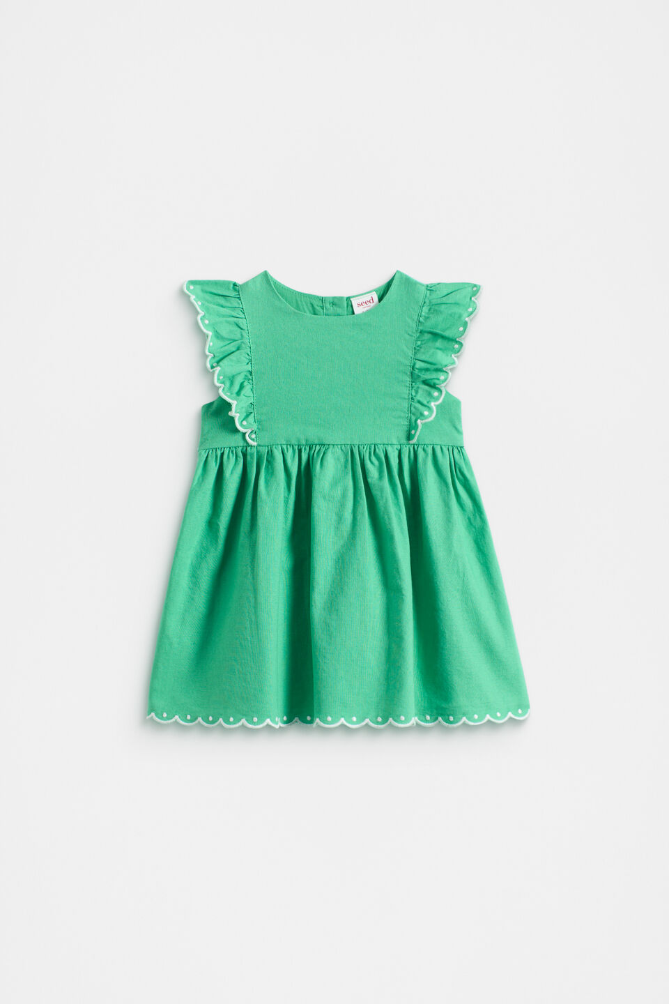 Scallop Trim Dress  Deep Emerald