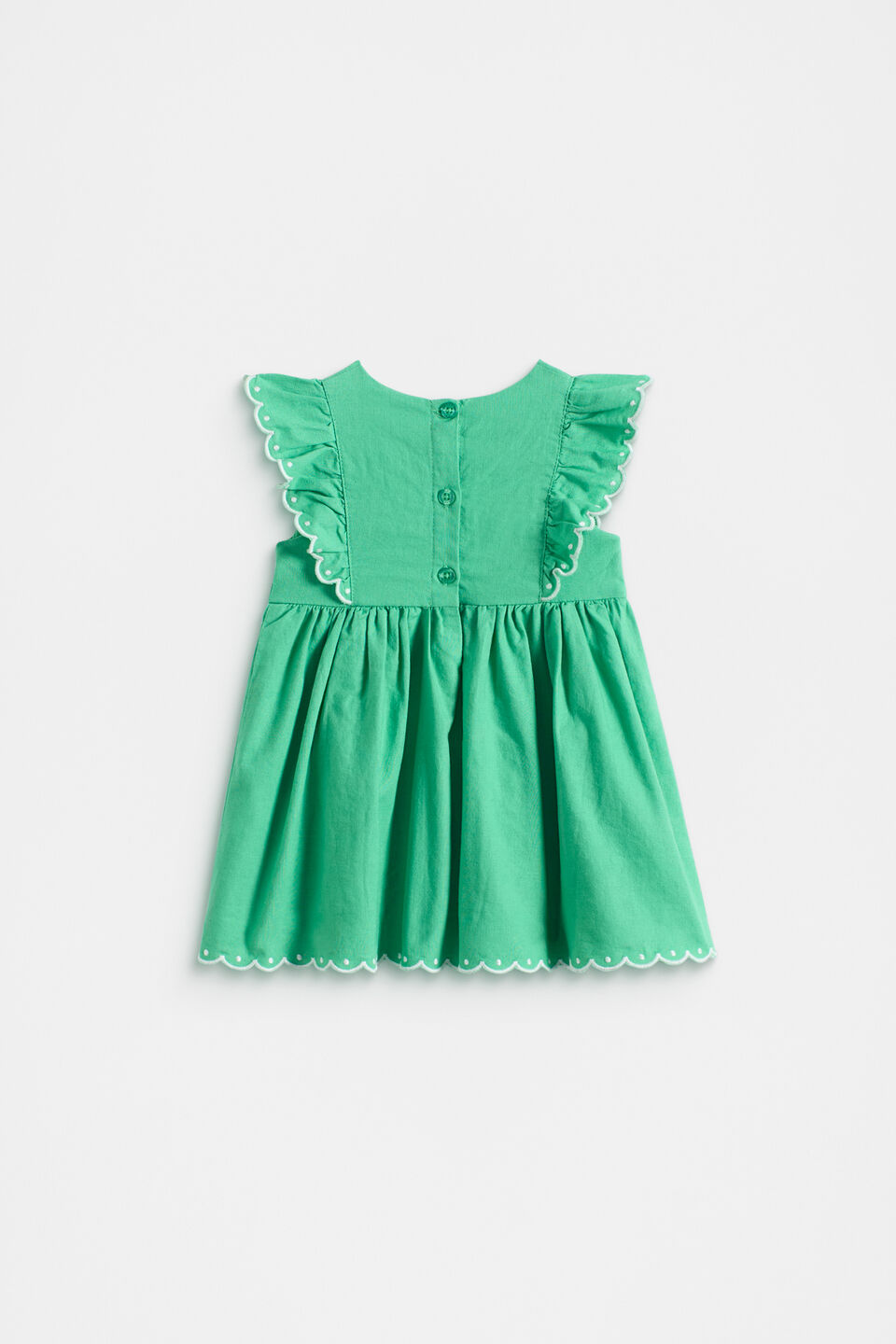 Scallop Trim Dress  Deep Emerald