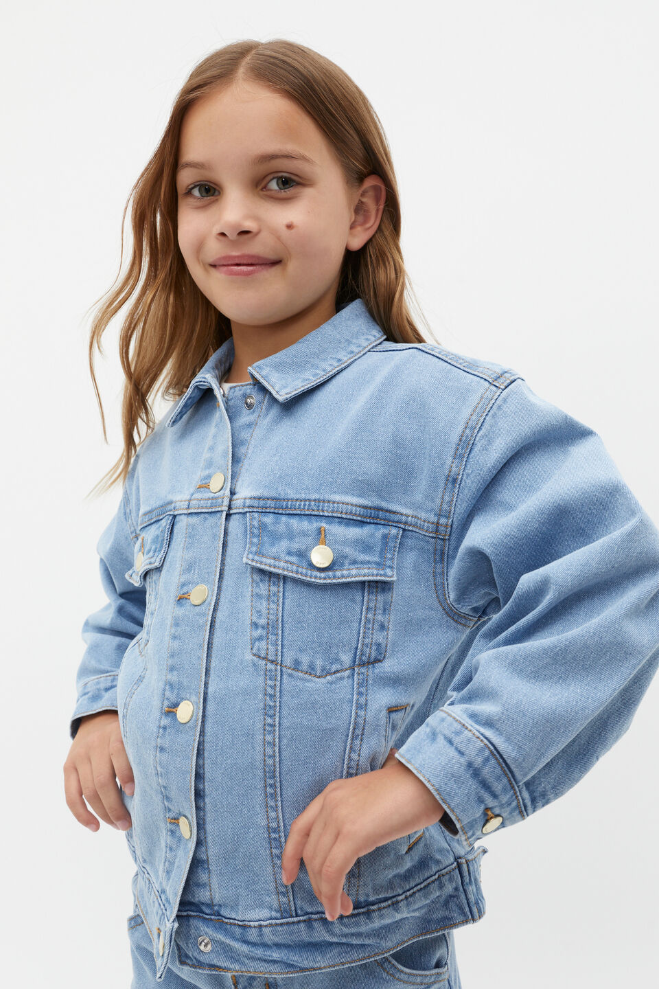 Relaxed Denim Jacket  Clean Blue Wash