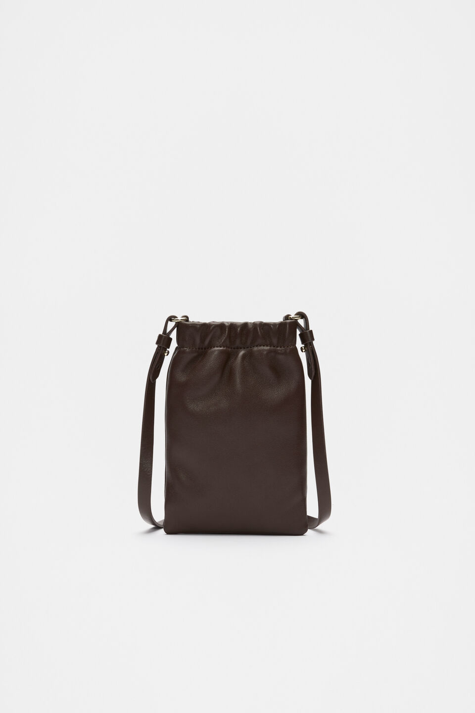 Leather Rouched Crossbody  Dark Espresso