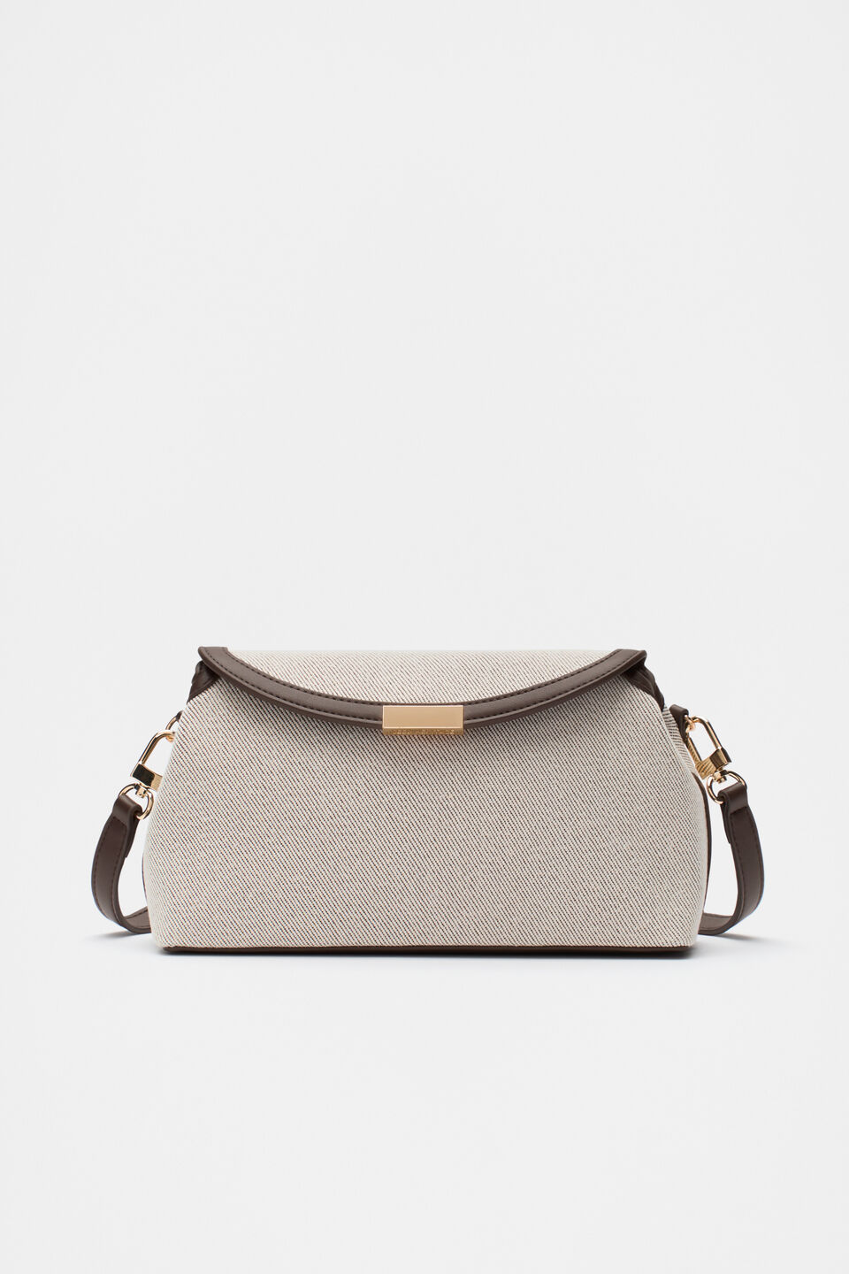 Textured Curved Handbag  Dark Espresso