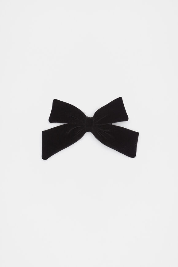 Large Velvet Bow Duck Clip  Black  hi-res