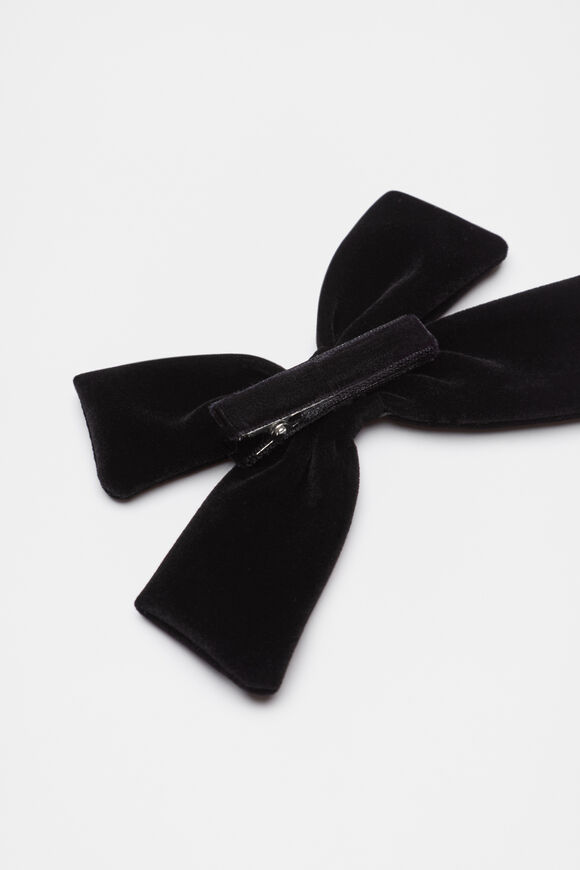 Large Velvet Bow Duck Clip  Black  hi-res