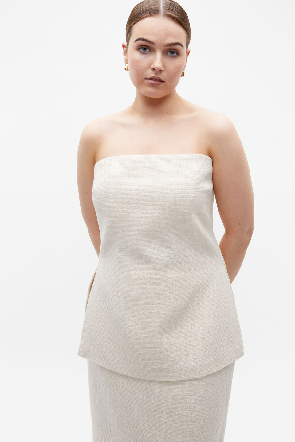 Tweed Longline Bodice  Vanilla Cream