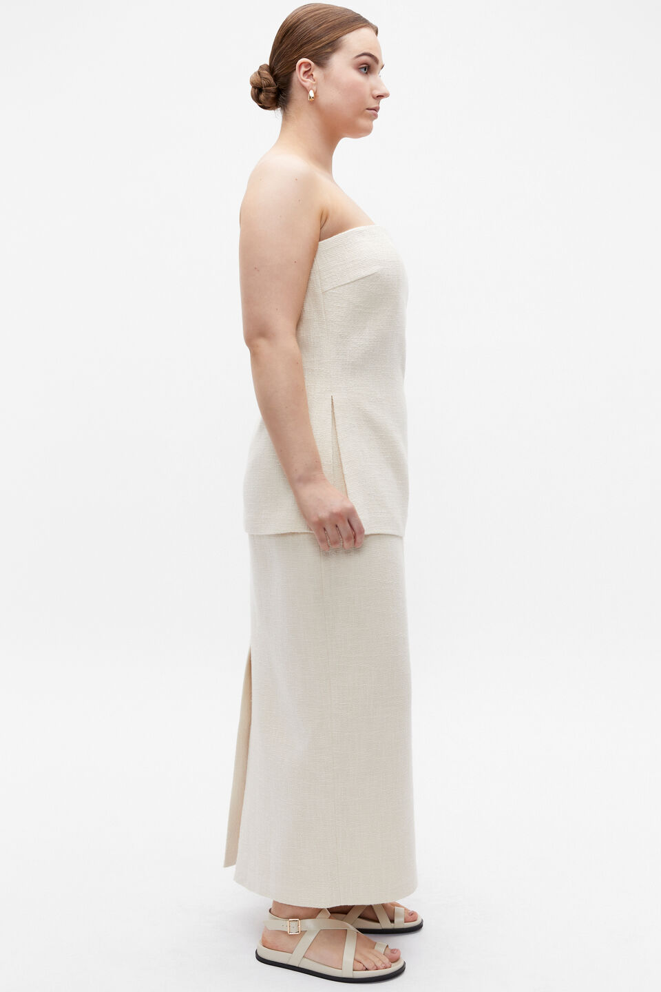 Tweed Longline Bodice  Vanilla Cream