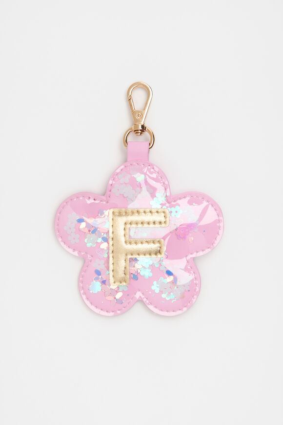 Flower Initial Keyring  F  hi-res