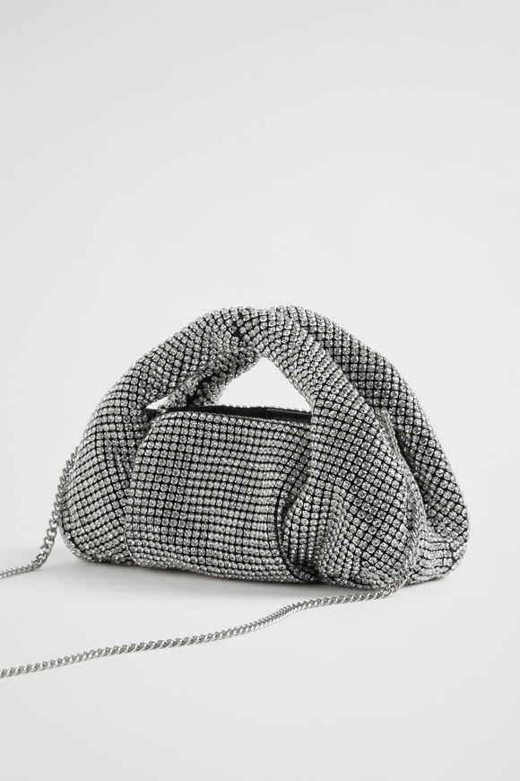 Jewelled Shoulder Bag  Silver  hi-res