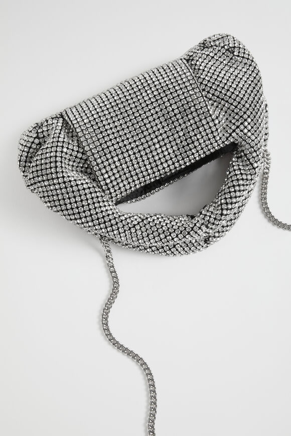 Jewelled Shoulder Bag  Silver  hi-res