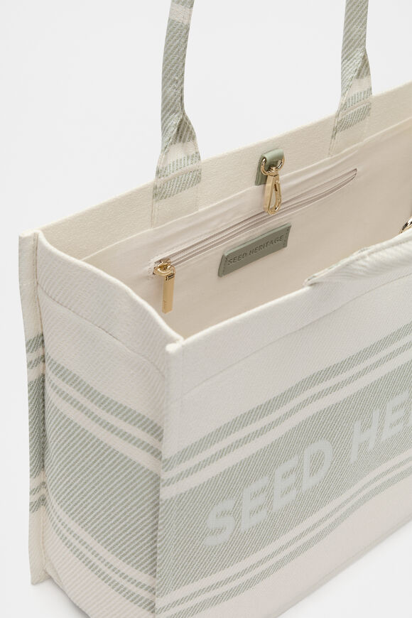 Woven Structured Tote  Pale Olive  hi-res