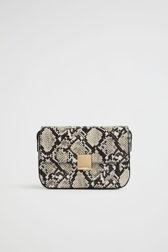 Mini Python Print Baguette Bag  Natural  hi-res