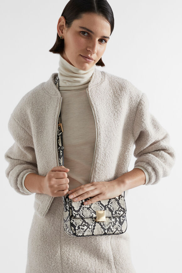 Mini Python Print Baguette Bag  Natural  hi-res