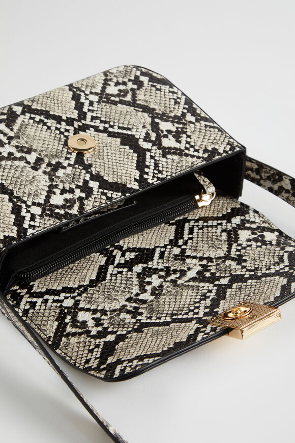 Mini Python Print Baguette Bag  Natural  hi-res