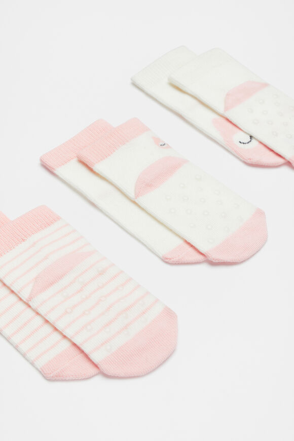 Owl Sock 3 Pack  Dusty Rose  hi-res