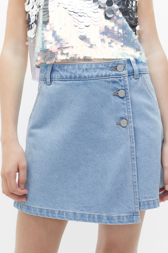 Denim Skort  Washed Blue  hi-res