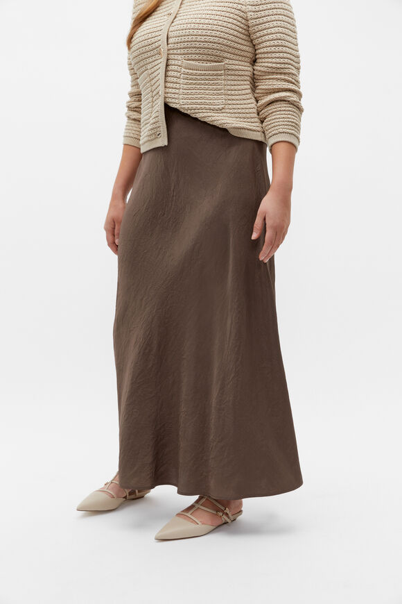 Textured Satin Maxi Skirt  Affogato  hi-res