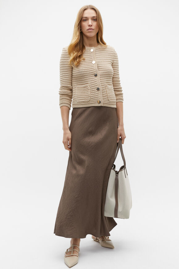 Textured Satin Maxi Skirt  Affogato  hi-res