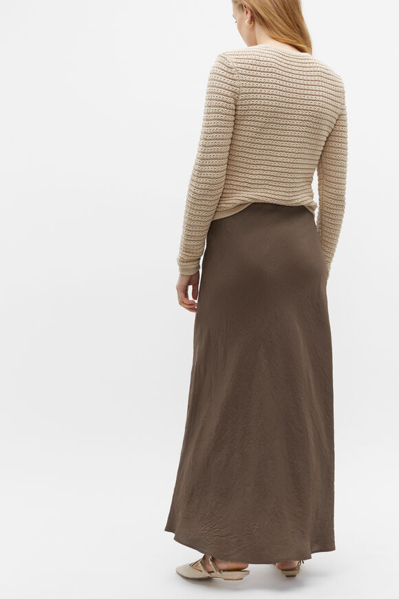 Textured Satin Maxi Skirt  Affogato  hi-res