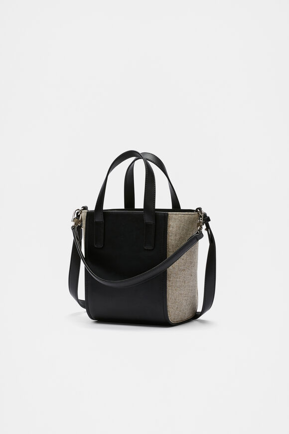 Mini Fabric Splice Carry All Bag  Black  hi-res