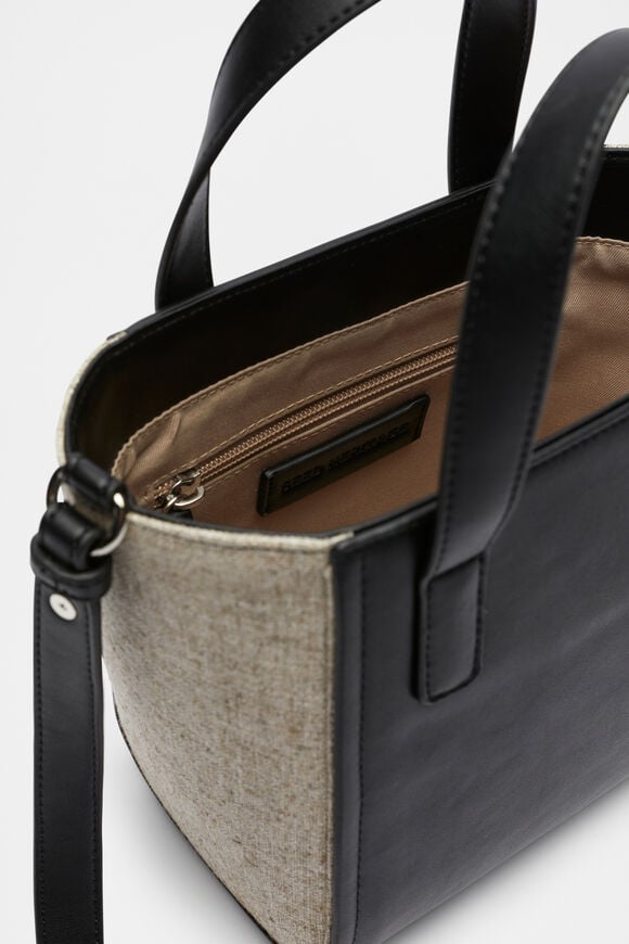 Mini Fabric Splice Carry All Bag  Black  hi-res