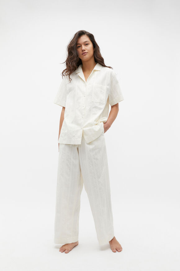 Embroidered Shirt and Pant PJ Set  Alabaster  hi-res