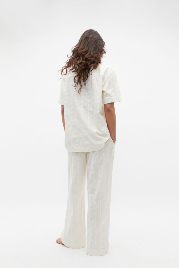 Embroidered Shirt and Pant PJ Set  Alabaster  hi-res