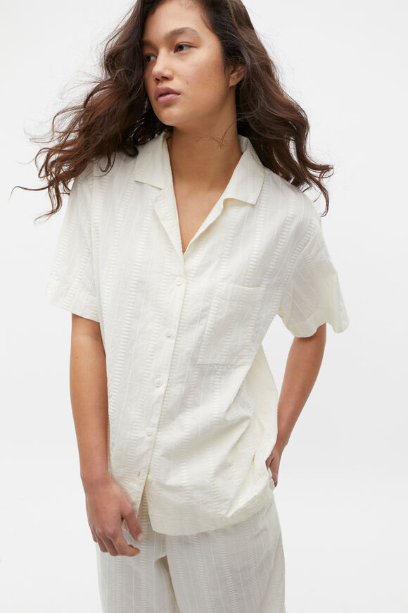 Embroidered Shirt and Pant PJ Set  Alabaster  hi-res
