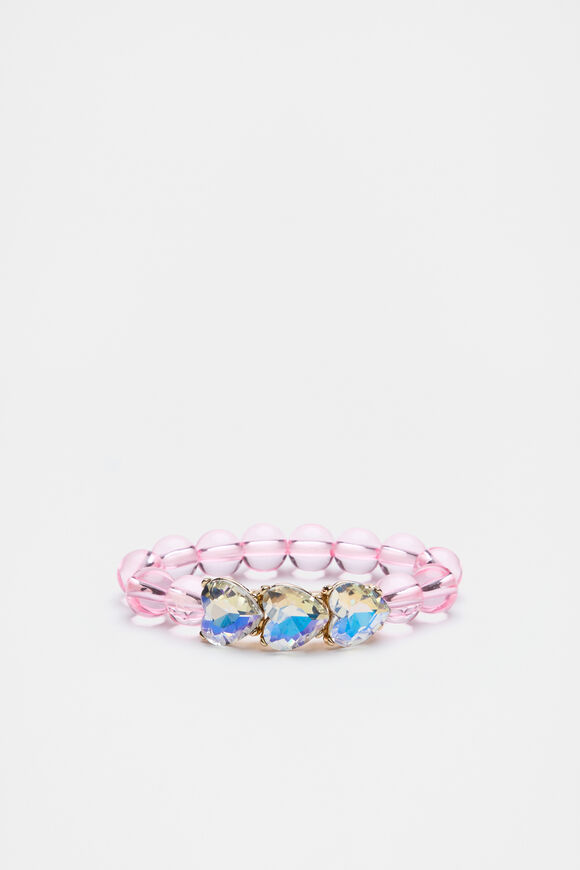 Jewel Heart Trio Stretch Bracelet  Pink  hi-res