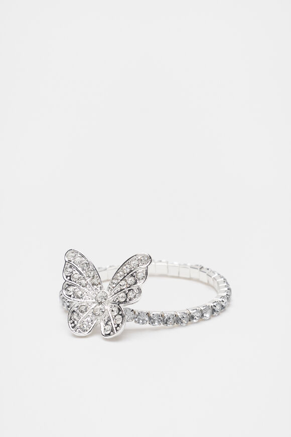 Diamante Stretch Butterfly Bracelet  Crystal  hi-res