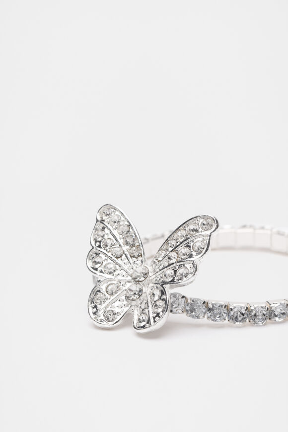 Diamante Stretch Butterfly Bracelet  Crystal  hi-res