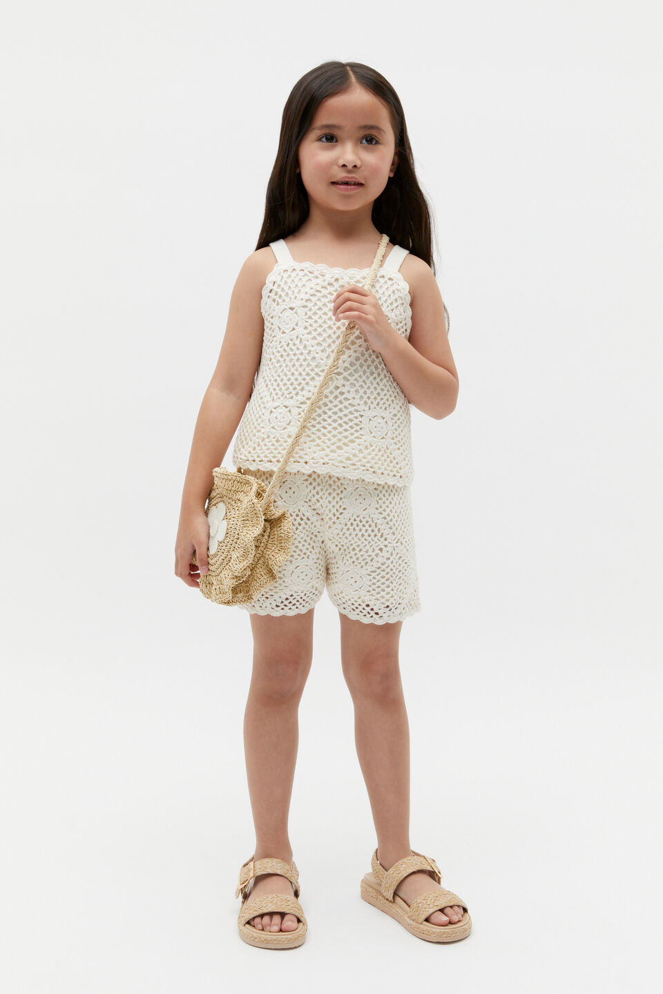 Flower Crochet Tank  Milk