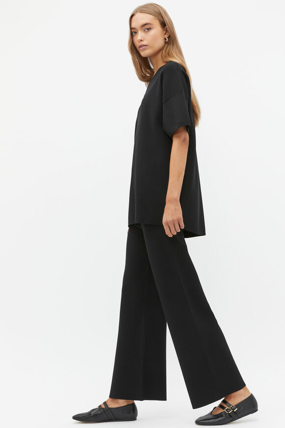 Crepe Knit Wide Leg Pant  Black  hi-res