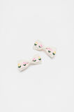 Flower Printed Bow Duck Clips  Cream  hi-res