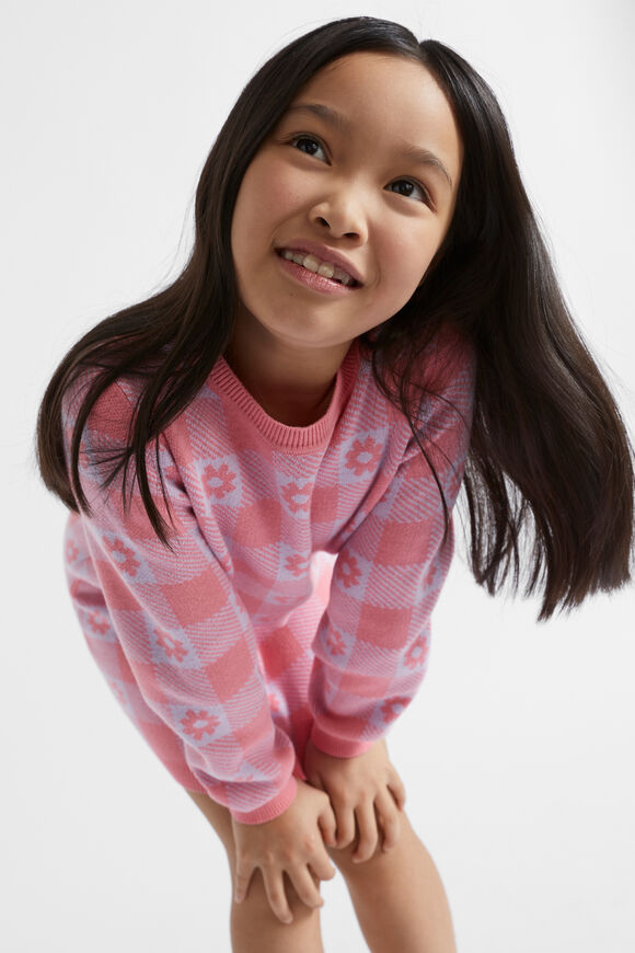 Check Knit Dress  Peach  hi-res